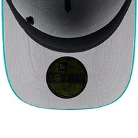 Men's New Era Black/Aqua Miami Dolphins 2025 NFL Draft On Stage A-Frame 59FIFTY Fitted Hat