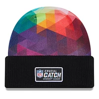 Bonnet en tricot à revers NFL Crucial Catch New Era noir pour hommes des Dolphins de Miami 2023