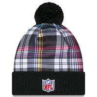 Bonnet en tricot à revers avec pompon NFL Crucial Catch 2024 Miami Dolphins New Era noir pour homme