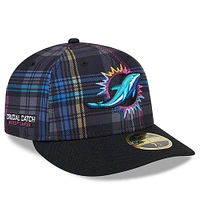 Men's New Era Black Miami Dolphins 2024 NFL Crucial Catch Plaid Low Profile 59FIFTY Fitted Hat