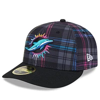 Men's New Era Black Miami Dolphins 2024 NFL Crucial Catch Plaid Low Profile 59FIFTY Fitted Hat