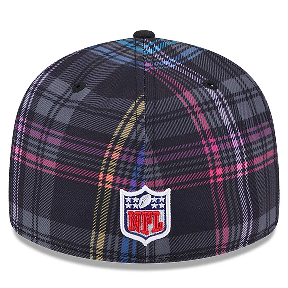 Men's New Era Black Miami Dolphins 2024 NFL Crucial Catch Plaid Low Profile 59FIFTY Fitted Hat