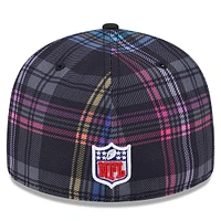 Casquette ajustée 59FIFTY à profil bas carreaux NFL Crucial Catch 2024 Miami Dolphins New Era noire pour homme