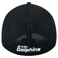 Casquette flexible 39THIRTY noire des Miami Dolphins New Era pour hommes