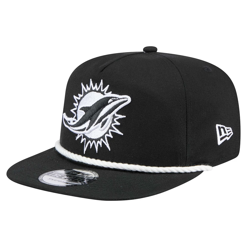 Men's New Era Black Miami Dolphins B-Dub Golfer Snapback Hat