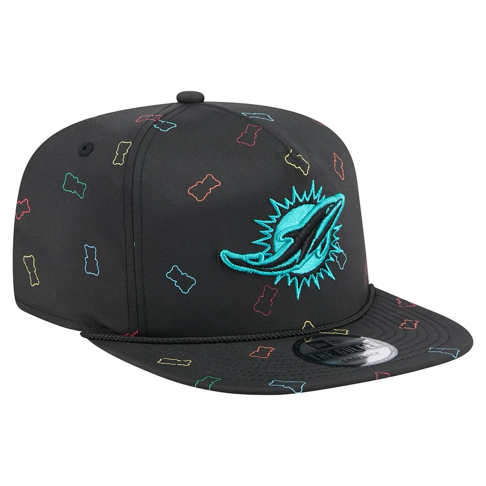 Casquette snapback noire Miami Dolphins Gummy Golfer de New Era pour homme
