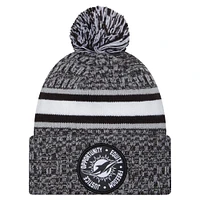 Men's New Era Black Miami Dolphins Inspire Change Cuffed Knit Hat with Pom