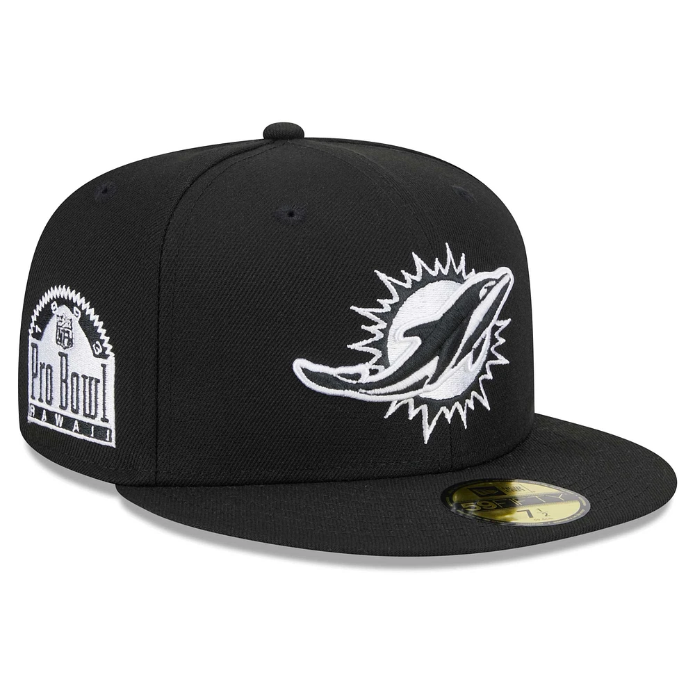 Casquette ajustée 59FIFTY pour hommes des Miami Dolphins Main Patch New Era noire