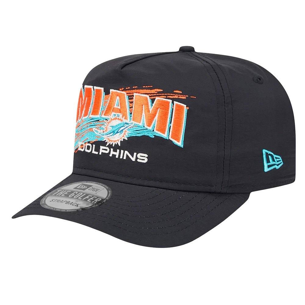 Casquette de golf à rabat noir Miami Dolphins Throwback pour homme New Era