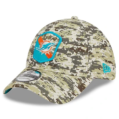 Casquette New Era camouflage Miami Dolphins 2023 Salute To Service 39THIRTY Flex pour hommes