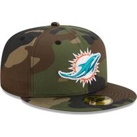 Men's New Era Camo Miami Dolphins Woodland 59FIFTY Fitted Hat