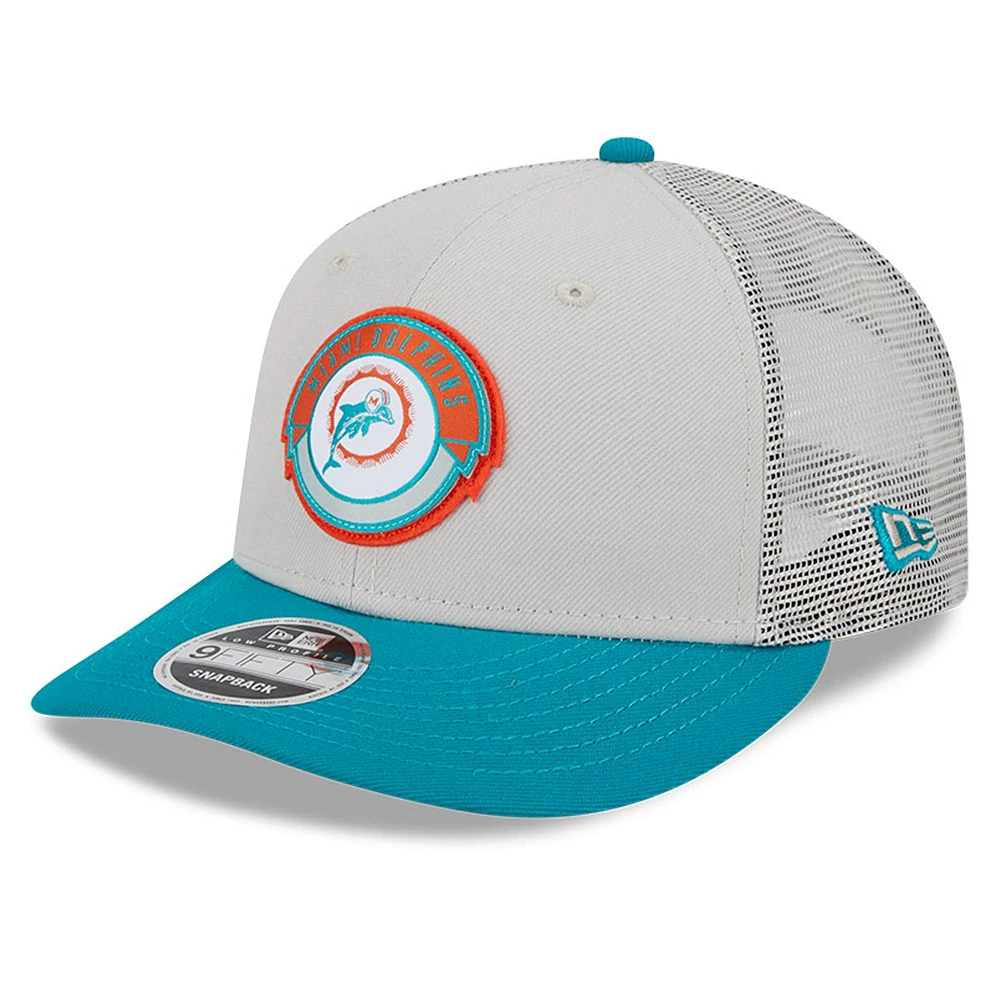 Men's New Era  Cream/Aqua Miami Dolphins 2023 Sideline Historic Low Profile 9FIFTY Snapback Hat