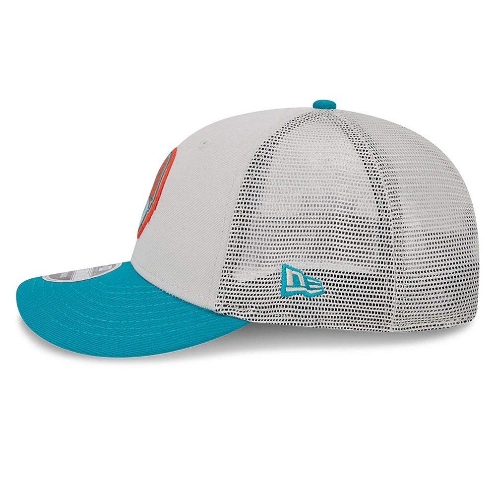 Men's New Era  Cream/Aqua Miami Dolphins 2023 Sideline Historic Low Profile 9FIFTY Snapback Hat