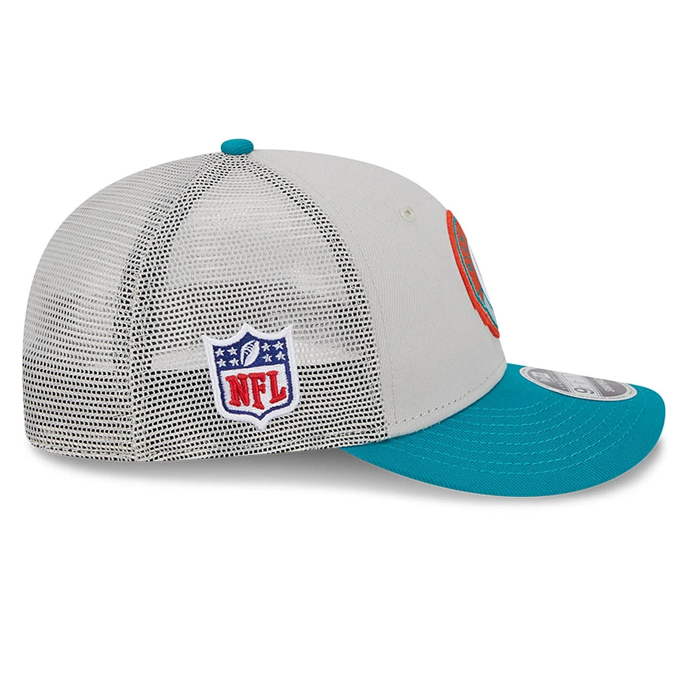 Men's New Era  Cream/Aqua Miami Dolphins 2023 Sideline Historic Low Profile 9FIFTY Snapback Hat