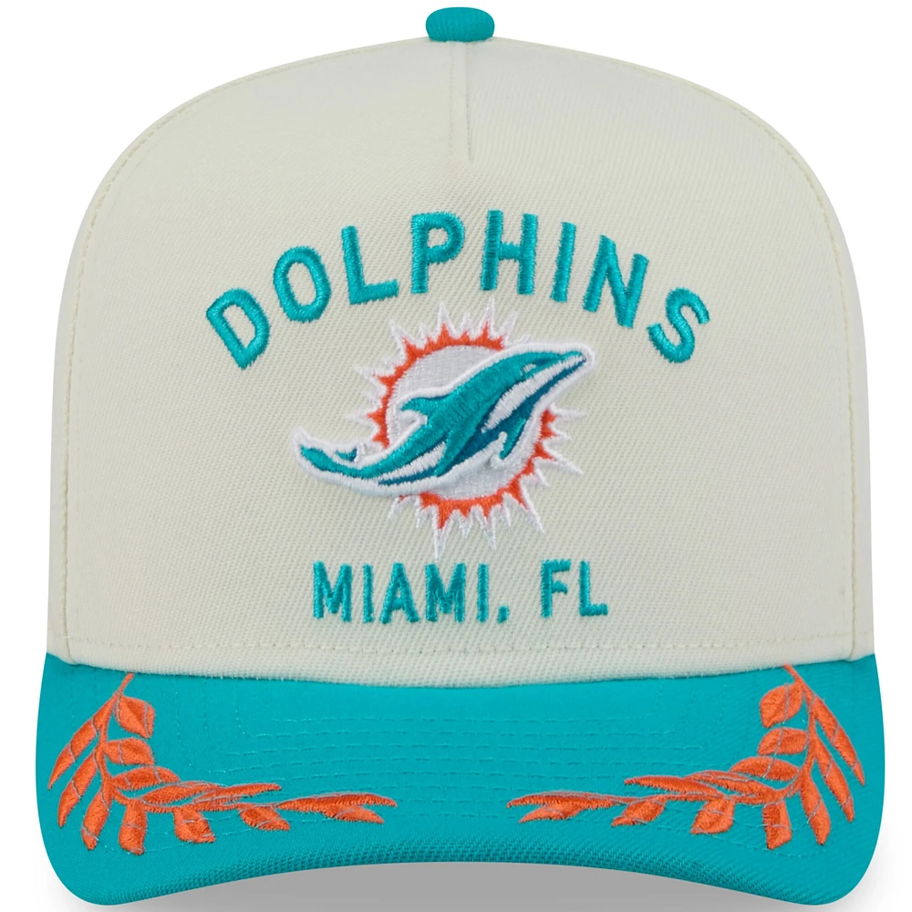 Casquette snapback 9FIFTY A-Frame New Era crème/aqua pour homme, Miami Dolphins, draft NFL 2025