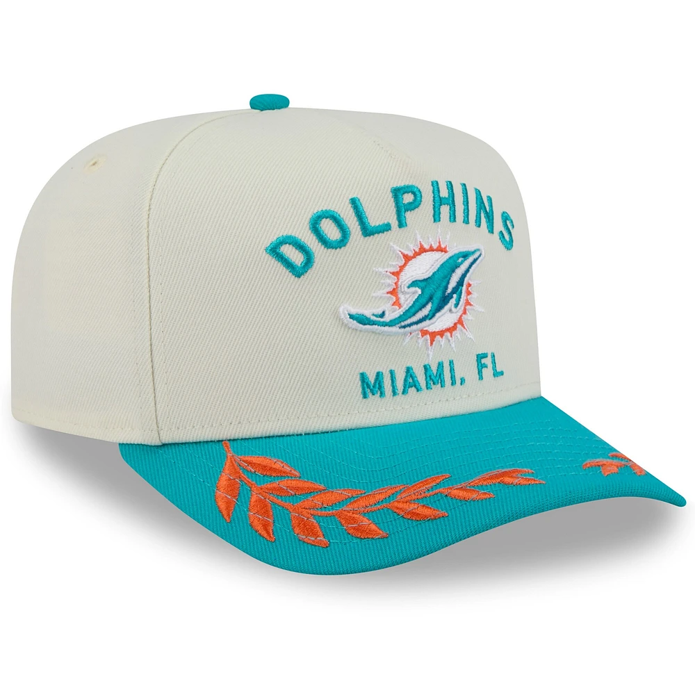 Casquette snapback 9FIFTY A-Frame New Era crème/aqua pour homme, Miami Dolphins, draft NFL 2025