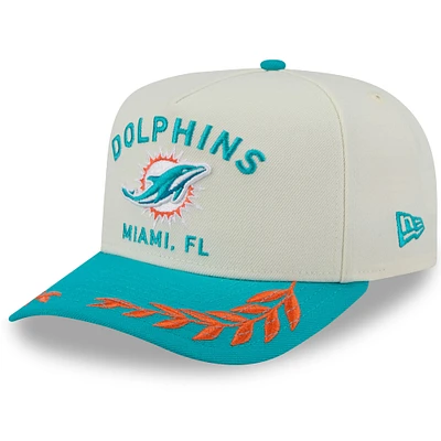 Casquette snapback 9FIFTY A-Frame New Era crème/aqua pour homme, Miami Dolphins, draft NFL 2025