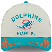 Casquette ajustable New Era 9FORTY A-Frame M-Crown pour homme, couleur crème/bleu marine, Miami Dolphins, draft NFL 2025