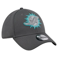 Casquette New Era Graphite Miami Dolphins Main 39THIRTY Flex pour homme