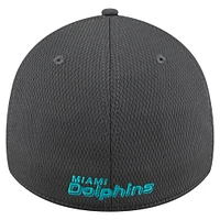 Casquette New Era Graphite Miami Dolphins Main 39THIRTY Flex pour homme