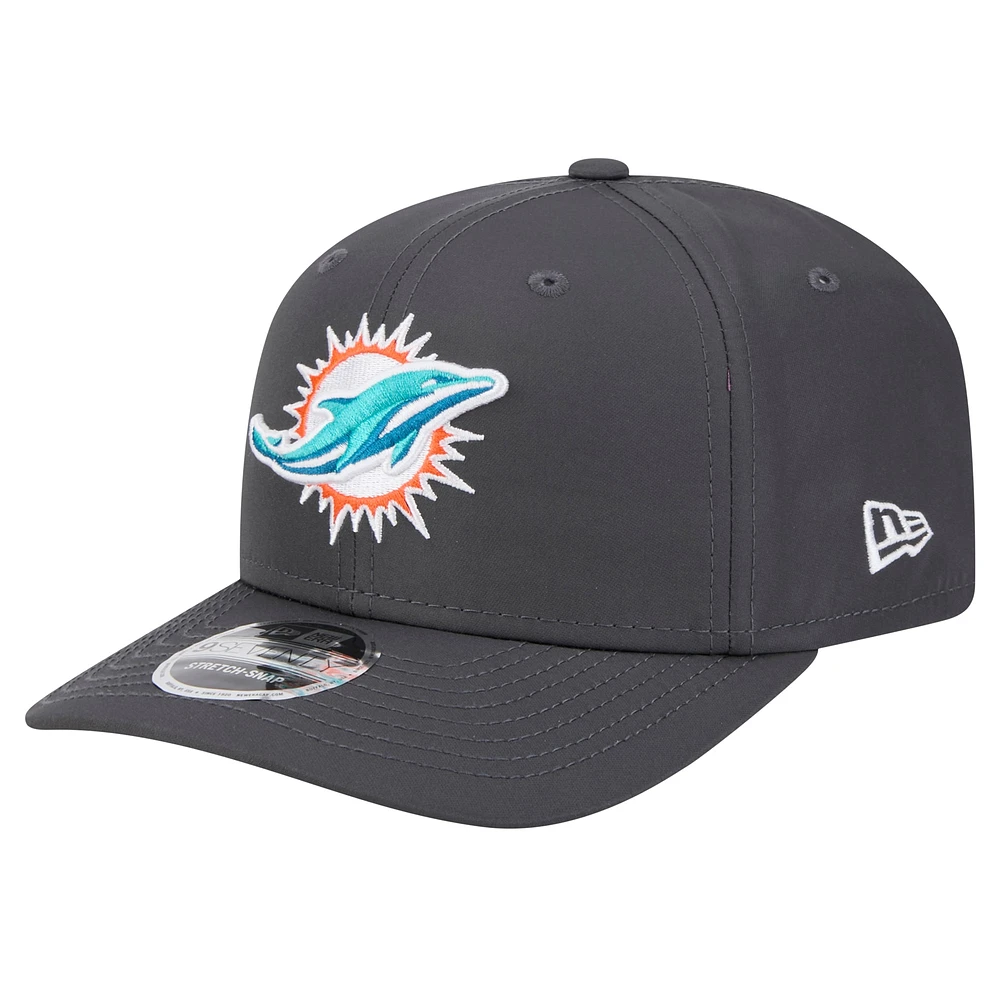 Men's New Era  Graphite Miami Dolphins Main 9SEVENTY Stretch-Snap Hat