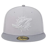 Men's New Era Gray/Graphite Miami Dolphins Iron Cloud 59FIFTY Fitted Hat