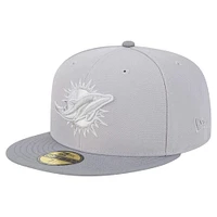 Men's New Era Gray/Graphite Miami Dolphins Iron Cloud 59FIFTY Fitted Hat