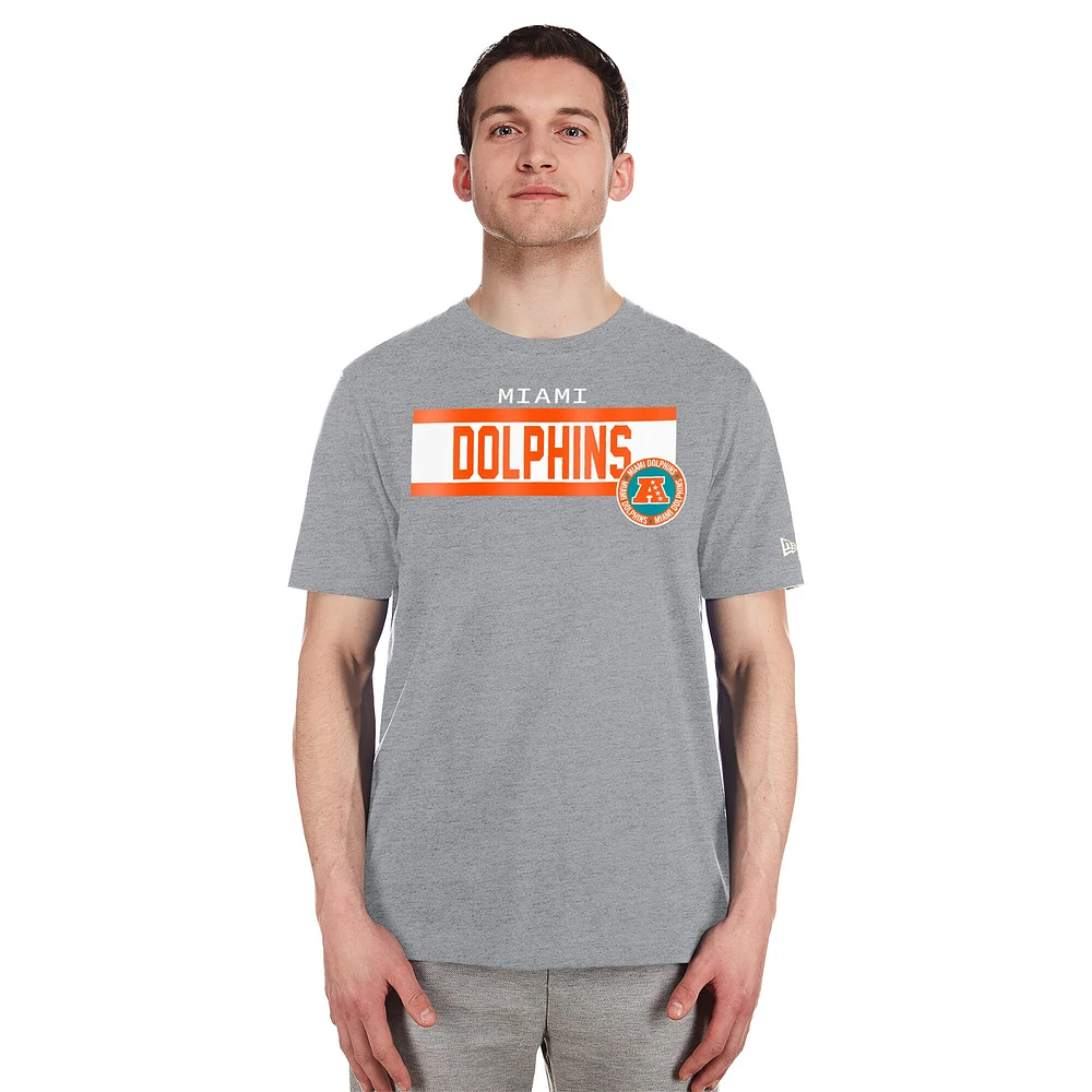 Men's New Era  Gray Miami Dolphins 3rd Down High Density Print T-Shirt