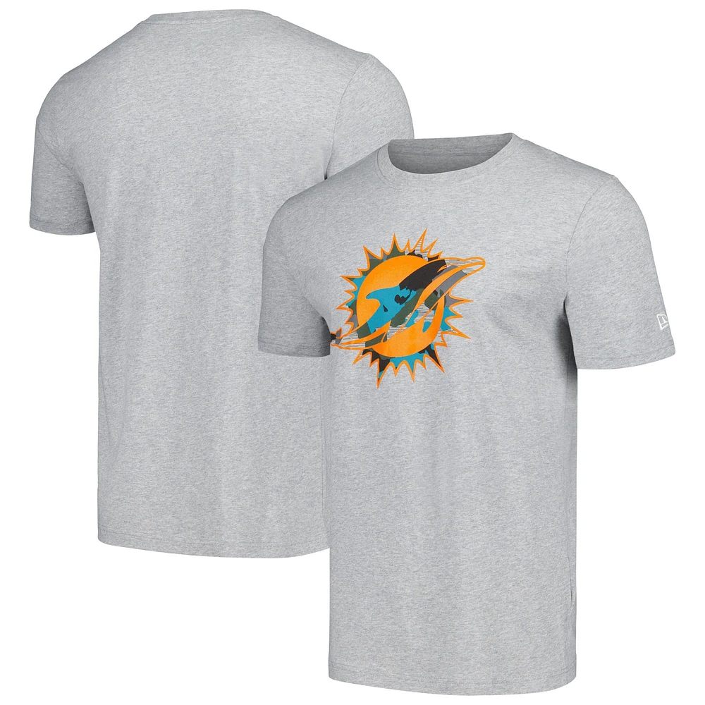 T-shirt gris à logo camouflage Miami Dolphins New Era pour hommes