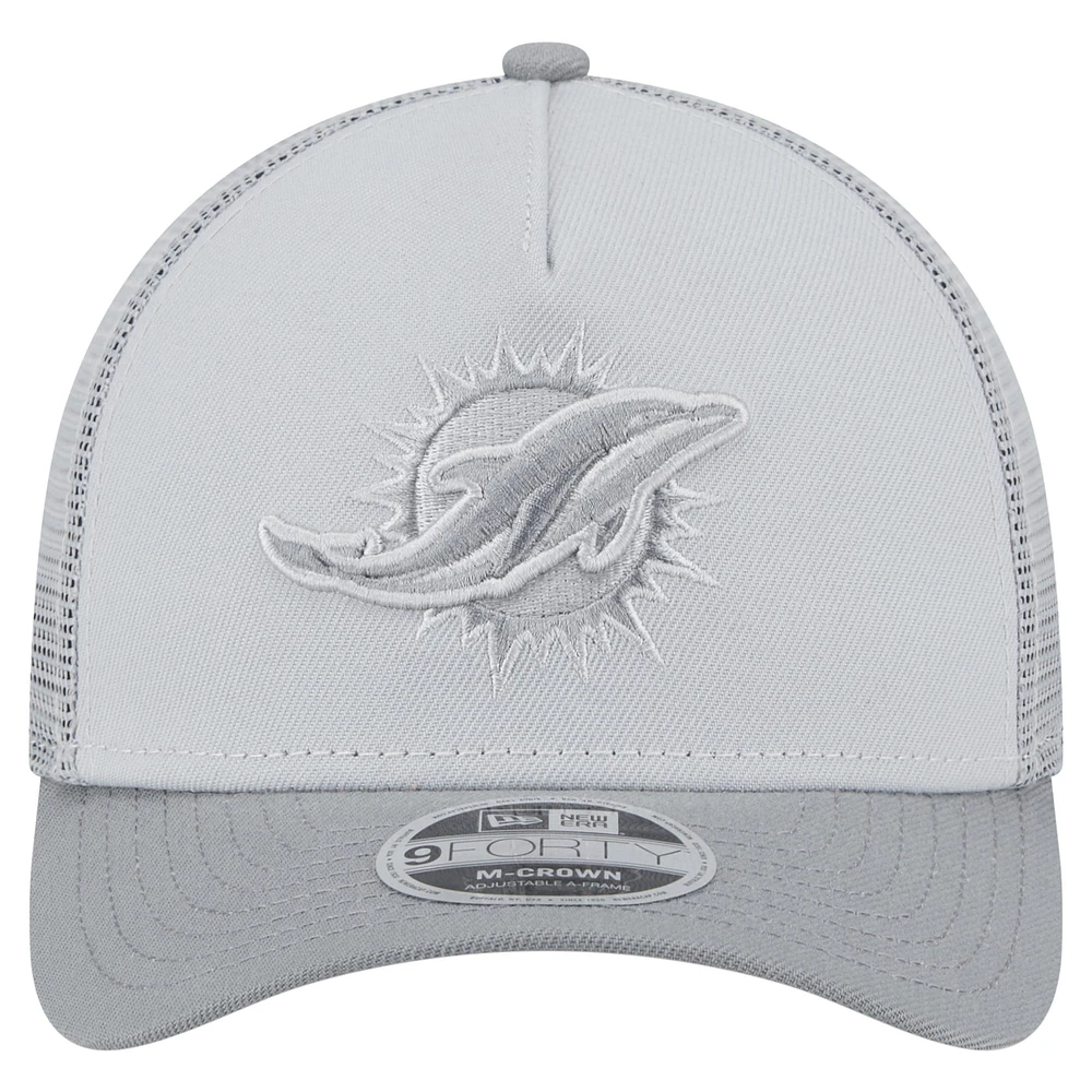 Casquette ajustable A-Frame Trucker Domain 9FORTY des Miami Dolphins de New Era pour homme, grise