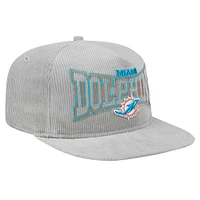 Men's New Era Gray Miami Dolphins Throwback Corded Golfer Snapback Hat