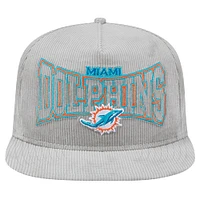 Men's New Era Gray Miami Dolphins Throwback Corded Golfer Snapback Hat