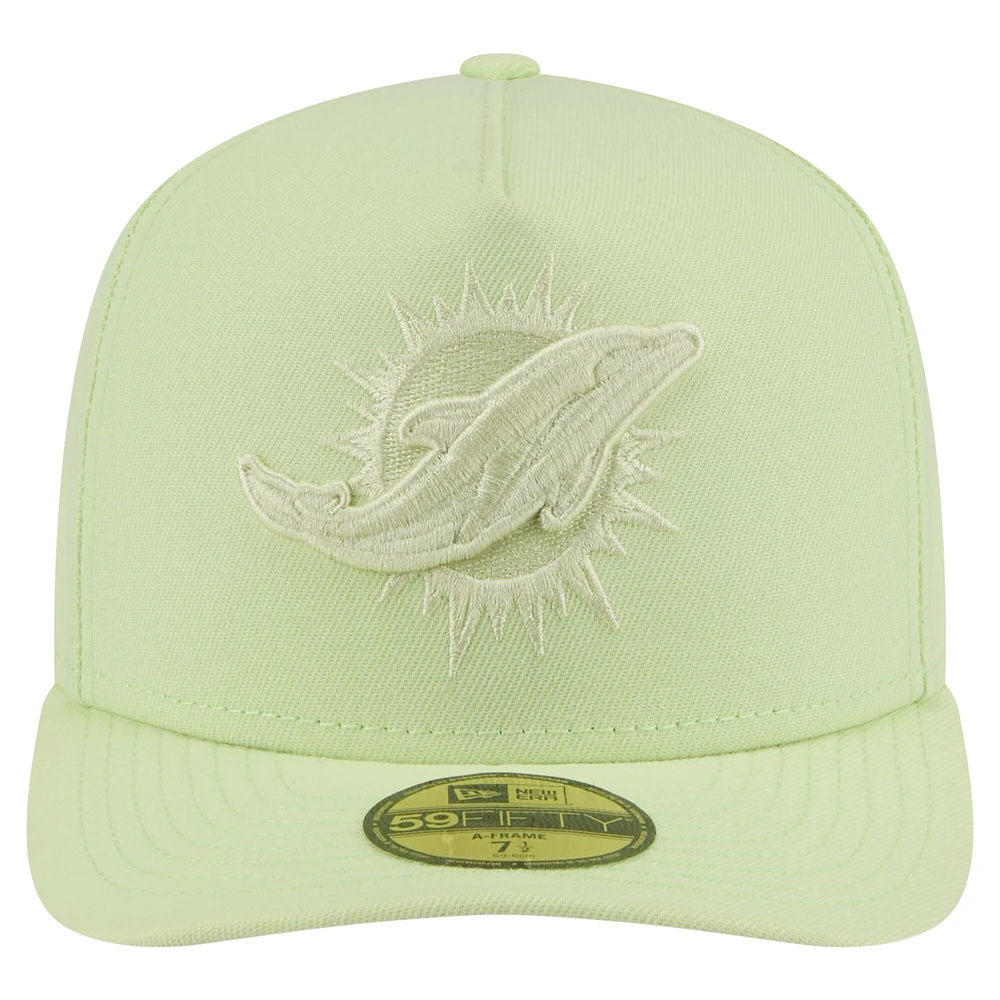Casquette ajustée A-Frame 59FIFTY pour homme New Era, coloris vert clair, Miami Dolphins