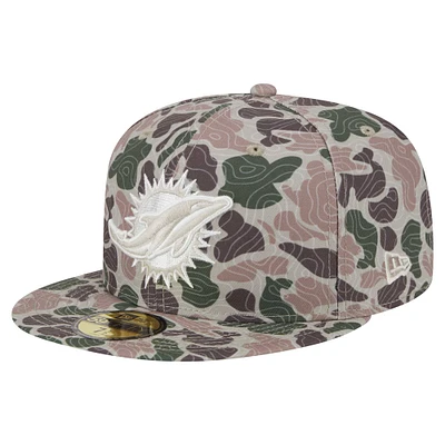 Casquette ajustée 59FIFTY Geo Camo des Dolphins de Miami New Era pour homme