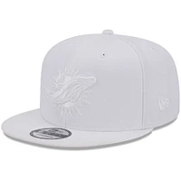 Casquette Snapback 9FIFTY Main Blanc sur Blanc New Era Miami Dolphins pour hommes