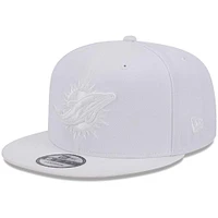 Casquette Snapback 9FIFTY Main Blanc sur Blanc New Era Miami Dolphins pour hommes