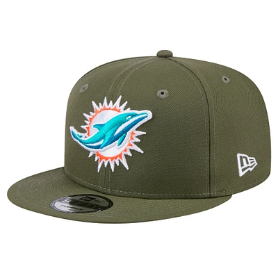 Casquette snapback Main 9FIFTY des Dolphins de Miami de New Era pour homme, olive