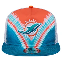 Casquette de golf à visière rabattable orange/aqua Miami Dolphins de New Era pour homme