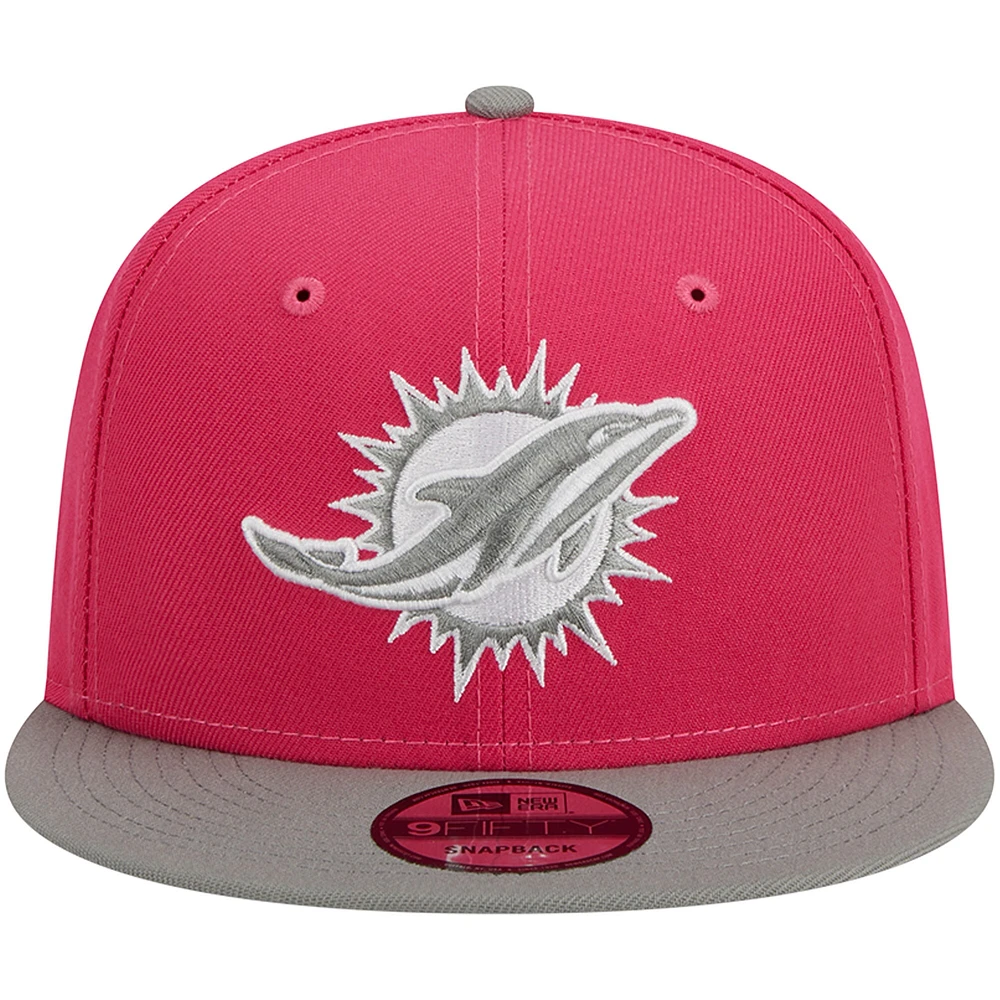 Casquette Snapback 9FIFTY New Era Pink Miami Dolphins 2-Tone Colour Pack pour homme