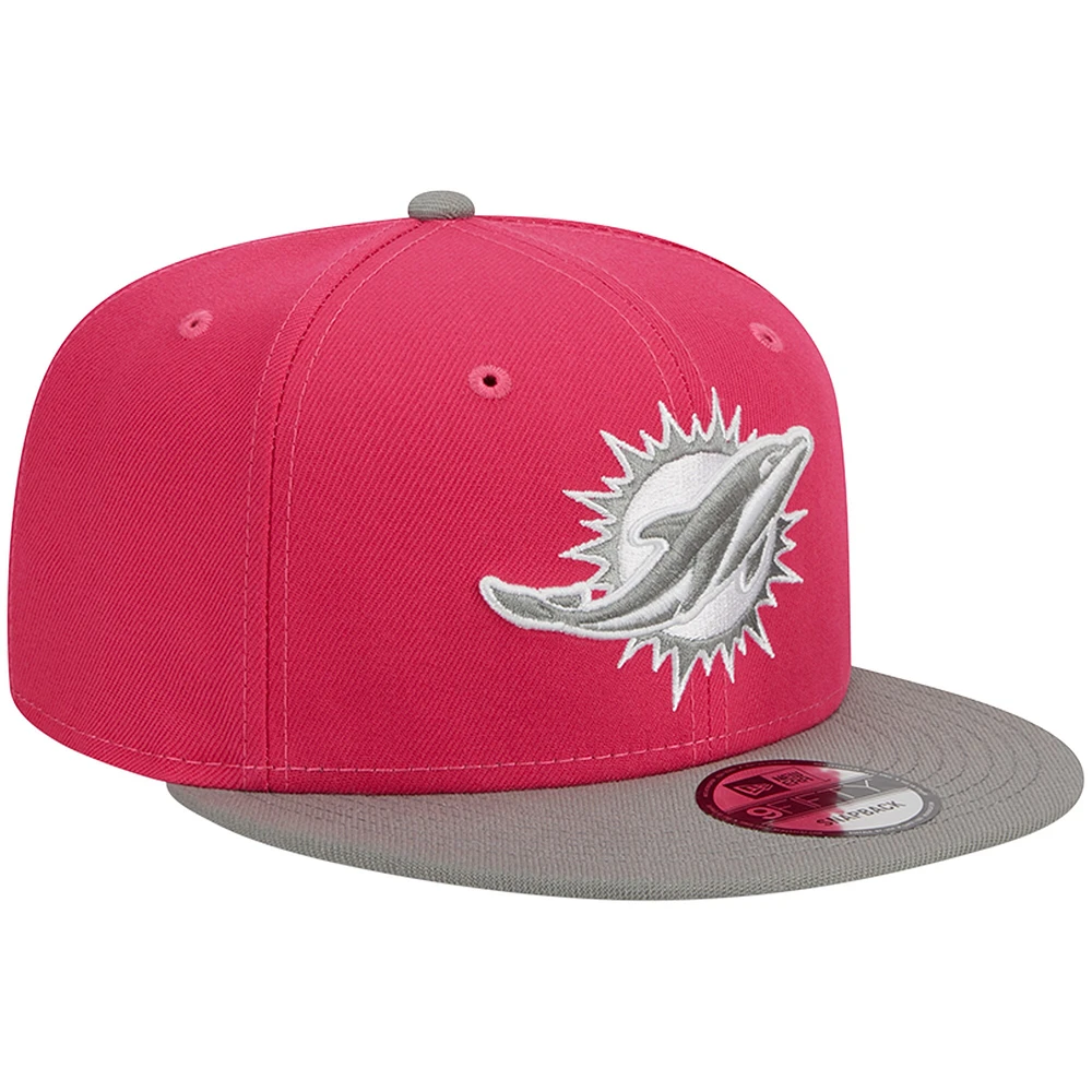 Casquette Snapback 9FIFTY New Era Pink Miami Dolphins 2-Tone Colour Pack pour homme