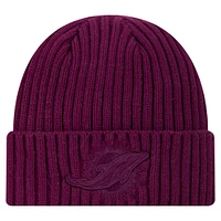 Bonnet tricoté à revers Miami Dolphins violet pour homme New Era Color Pack