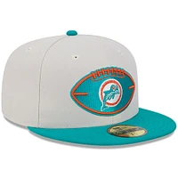 Men's New Era Stone/Aqua Miami Dolphins 2024 Sideline Historic 59FIFTY Fitted Hat