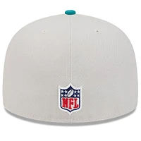 Men's New Era Stone/Aqua Miami Dolphins 2024 Sideline Historic 59FIFTY Fitted Hat