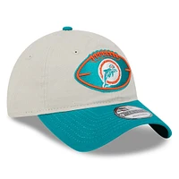 Casquette réglable New Era Stone/Aqua Miami Dolphins 2024 Sideline Historic 9TWENTY pour hommes