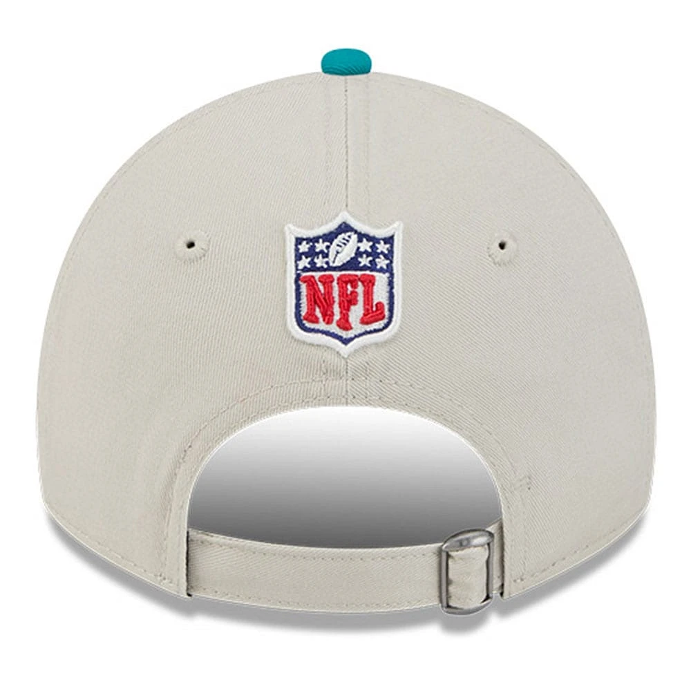 Casquette réglable New Era Stone/Aqua Miami Dolphins 2024 Sideline Historic 9TWENTY pour hommes