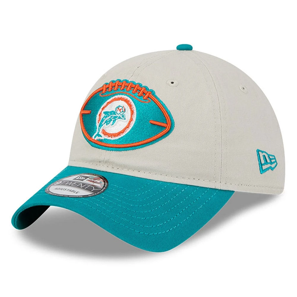 Casquette réglable New Era Stone/Aqua Miami Dolphins 2024 Sideline Historic 9TWENTY pour hommes