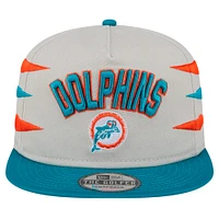 Casquette de golf athlétique à visière snapback pour homme Miami Dolphins de New Era Stone/Aqua