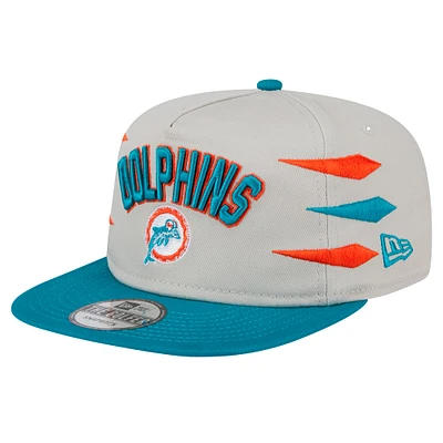 Casquette de golf athlétique à visière snapback pour homme Miami Dolphins de New Era Stone/Aqua