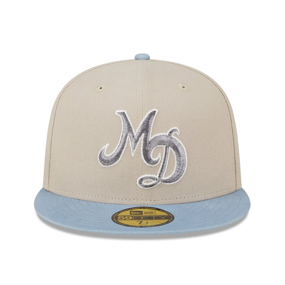 Men's New Era Stone/Light Blue Miami Dolphins City Originals Lifestyle Two-Tone 59FIFTY Fitted Hat