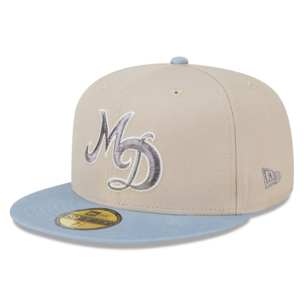 Men's New Era Stone/Light Blue Miami Dolphins City Originals Lifestyle Two-Tone 59FIFTY Fitted Hat